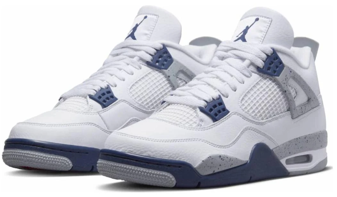 Air Jordan 4 Retro 'Midnight Navy' Sneakers - White/Midnight Navy