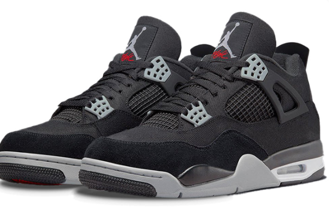 Air Jordan 4 Retro SE 'Black Canvas' Sneakers - Black/Grey