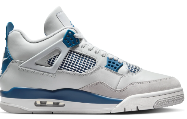 Air Jordan 4 Retro 'Military Blue 2024' Sneakers - Off-White/Military Blue