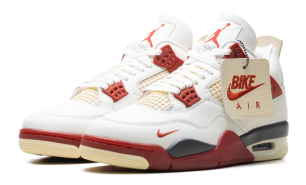 Nigel Sylvester x Air Jordan 4 'Brick After Brick' Sneakers - White/Fencepost Red