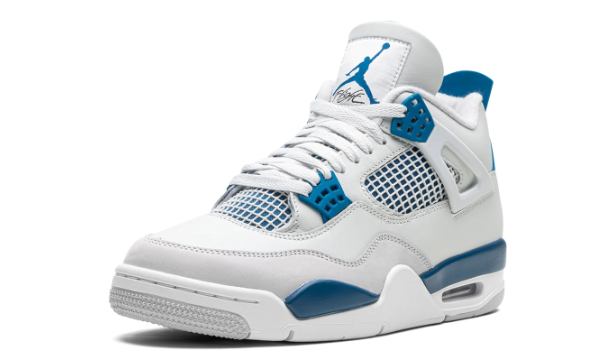 Air Jordan 4 OG Retro 'Military Blue' Sneakers - White/Neutral Grey