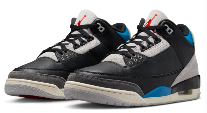 Air Jordan 3 Retro OG 'Rare Air' Sneakers - Black/Military Blue