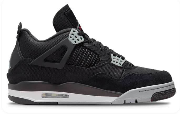 Air Jordan 4 Retro SE 'Black Canvas' Sneakers - Black/Grey