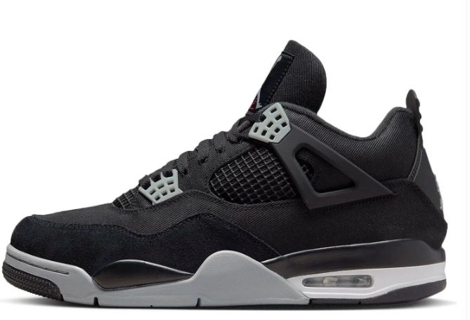 Air Jordan 4 Retro SE 'Black Canvas' Sneakers - Black/Grey