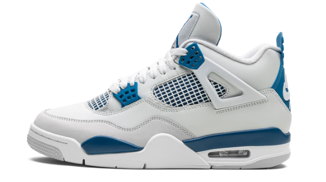 Air Jordan 4 OG Retro 'Military Blue' Sneakers - White/Neutral Grey