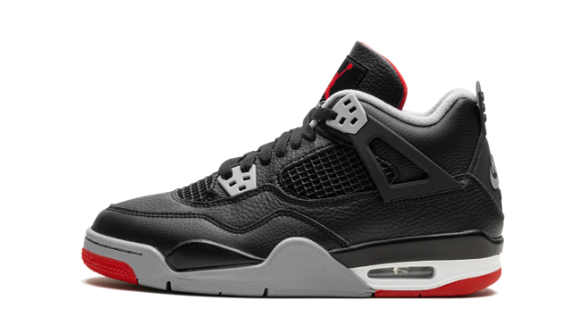 (GS) Air Jordan 4 Retro 'Bred Reimagined' Sneakers - Black/Cement Grey