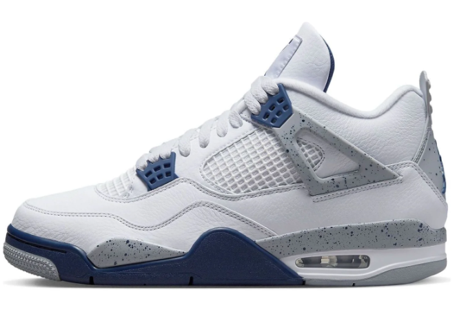 Air Jordan 4 Retro 'Midnight Navy' Sneakers - White/Midnight Navy