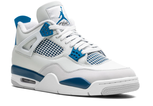 Air Jordan 4 OG Retro 'Military Blue' Sneakers - White/Neutral Grey