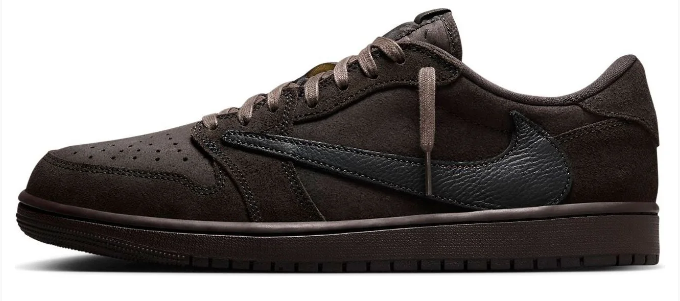 Travis Scott x Air Jordan 1 Low 'Velvet Brown' Sneakers - Dark Mocha/Black