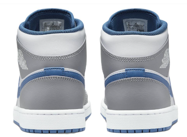 Air Jordan 1 Mid 'Cement Grey True Blue' Sneakers - Grey/White/True Blue