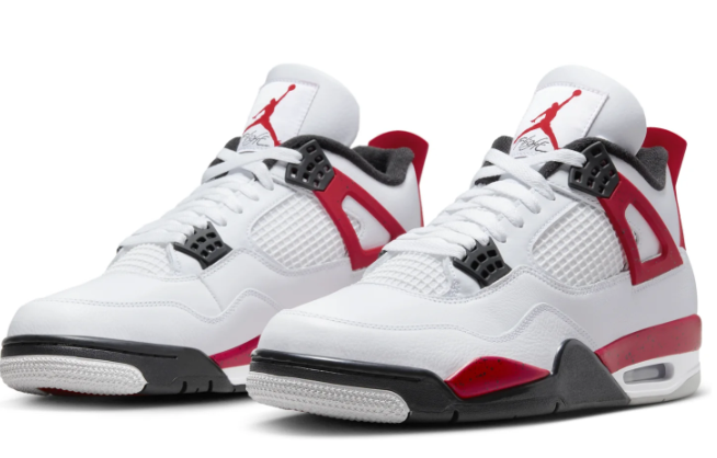 Jordan 4 Retro 'Red Cement' Sneakers - White/Fire Red/Black