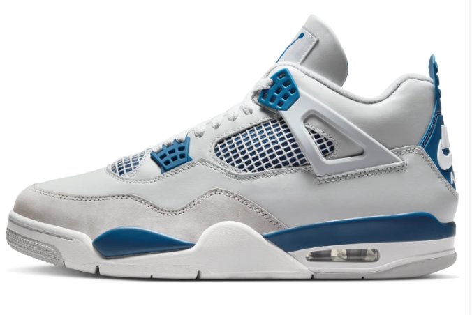 Air Jordan 4 Retro 'Military Blue 2024' Sneakers - Off-White/Military Blue