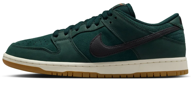 Nike SB Orange Label Dunk Low Pro Shoes - Deep Fir / Black - Fir - Sail