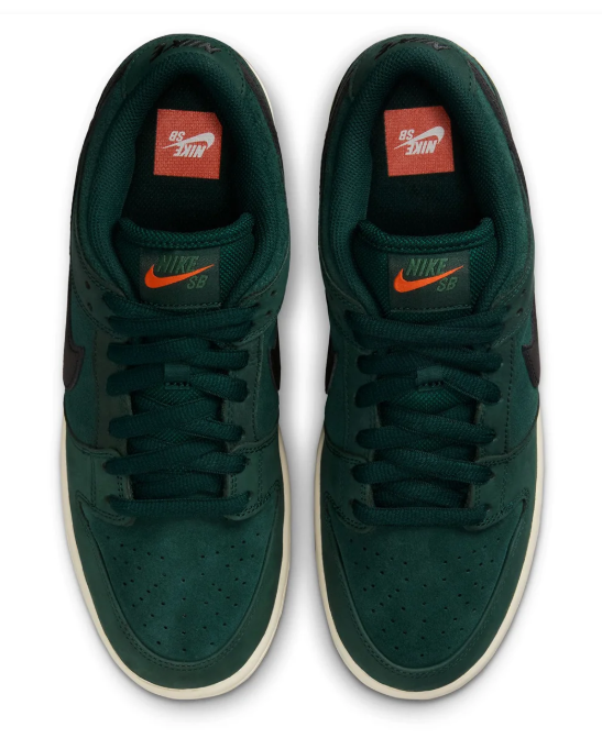 Nike SB Orange Label Dunk Low Pro Shoes - Deep Fir / Black - Fir - Sail
