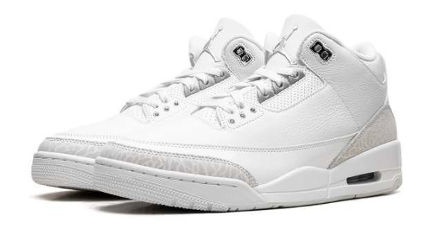 Air Jordan 3 Retro 'Pure Money' Sneakers - White/Metallic Silver