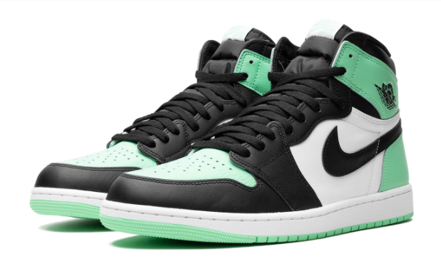 Air Jordan 1 High OG Sneakers - White/Black/Green Glow