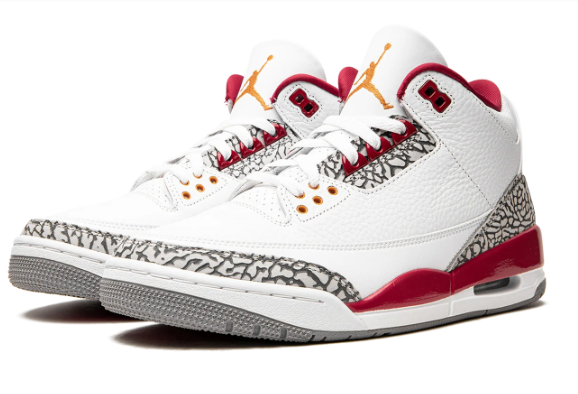 Air Jordan 3 Retro 'Cardinal' Sneakers - White/Cardinal Red/Light Curry