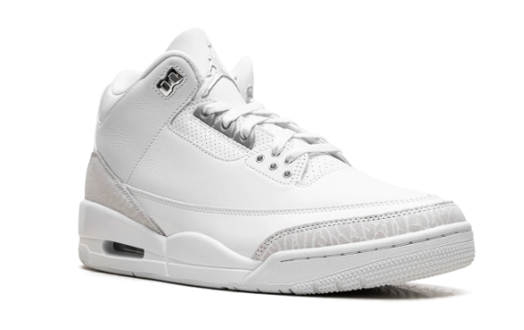 Air Jordan 3 Retro 'Pure Money' Sneakers - White/Metallic Silver