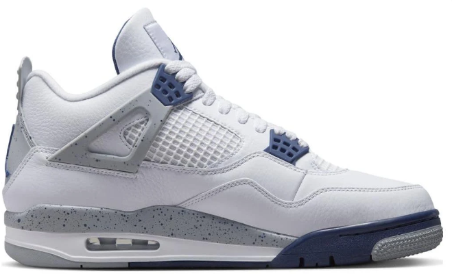 Air Jordan 4 Retro 'Midnight Navy' Sneakers - White/Midnight Navy