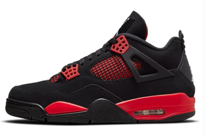 Air Jordan 4 Retro 'Red Thunder' Sneakers - Black/Red