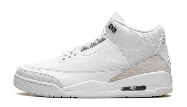 Air Jordan 3 Retro 'Pure Money' Sneakers - White/Metallic Silver