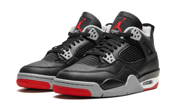 (GS) Air Jordan 4 Retro 'Bred Reimagined' Sneakers - Black/Cement Grey